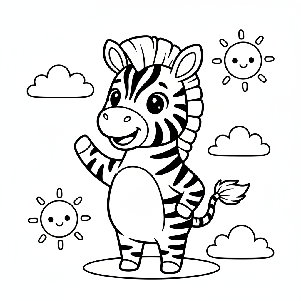 Zebra coloring page for everyone - Cartoon style