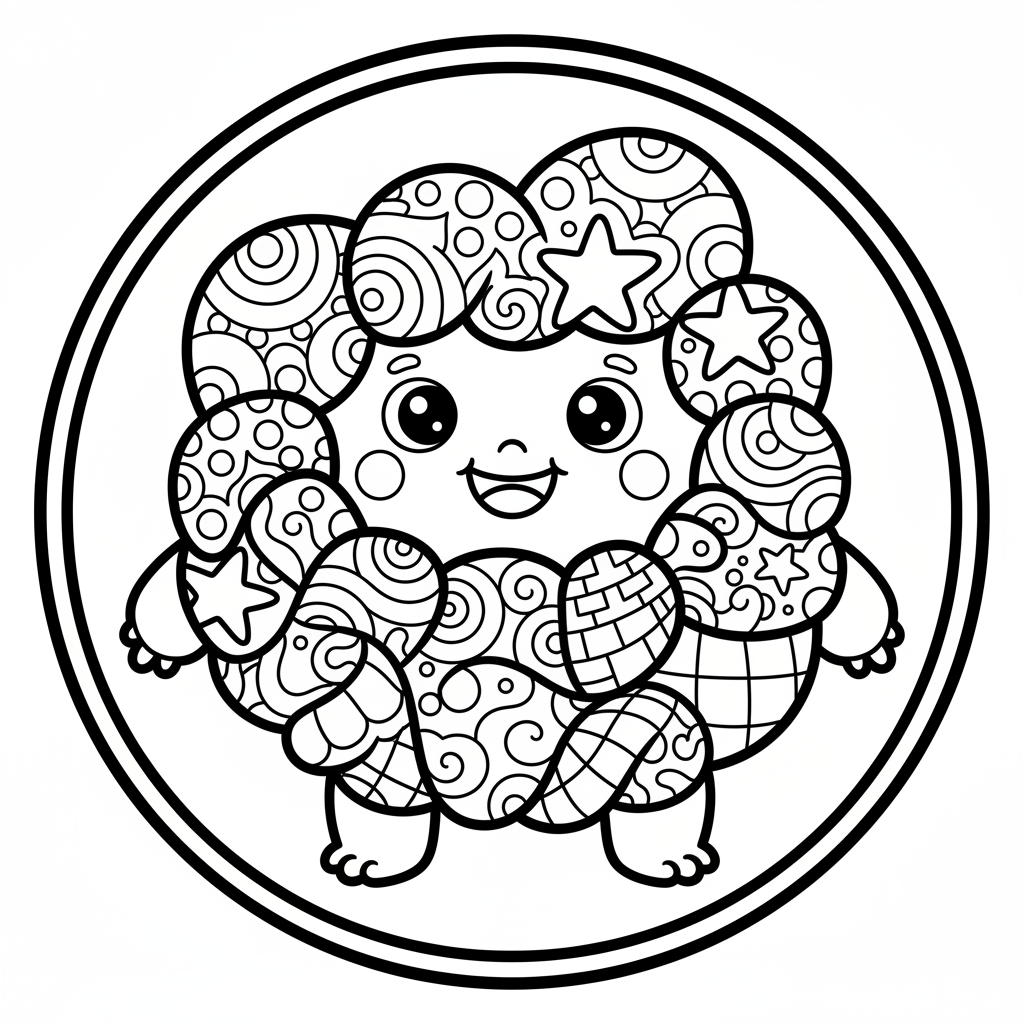Zentangle coloring page for everyone - Cartoon style