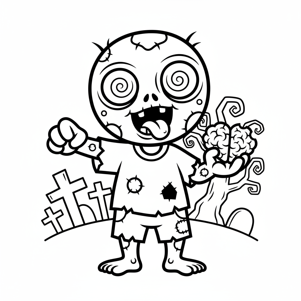 Zombie coloring page for everyone - Cartoon style