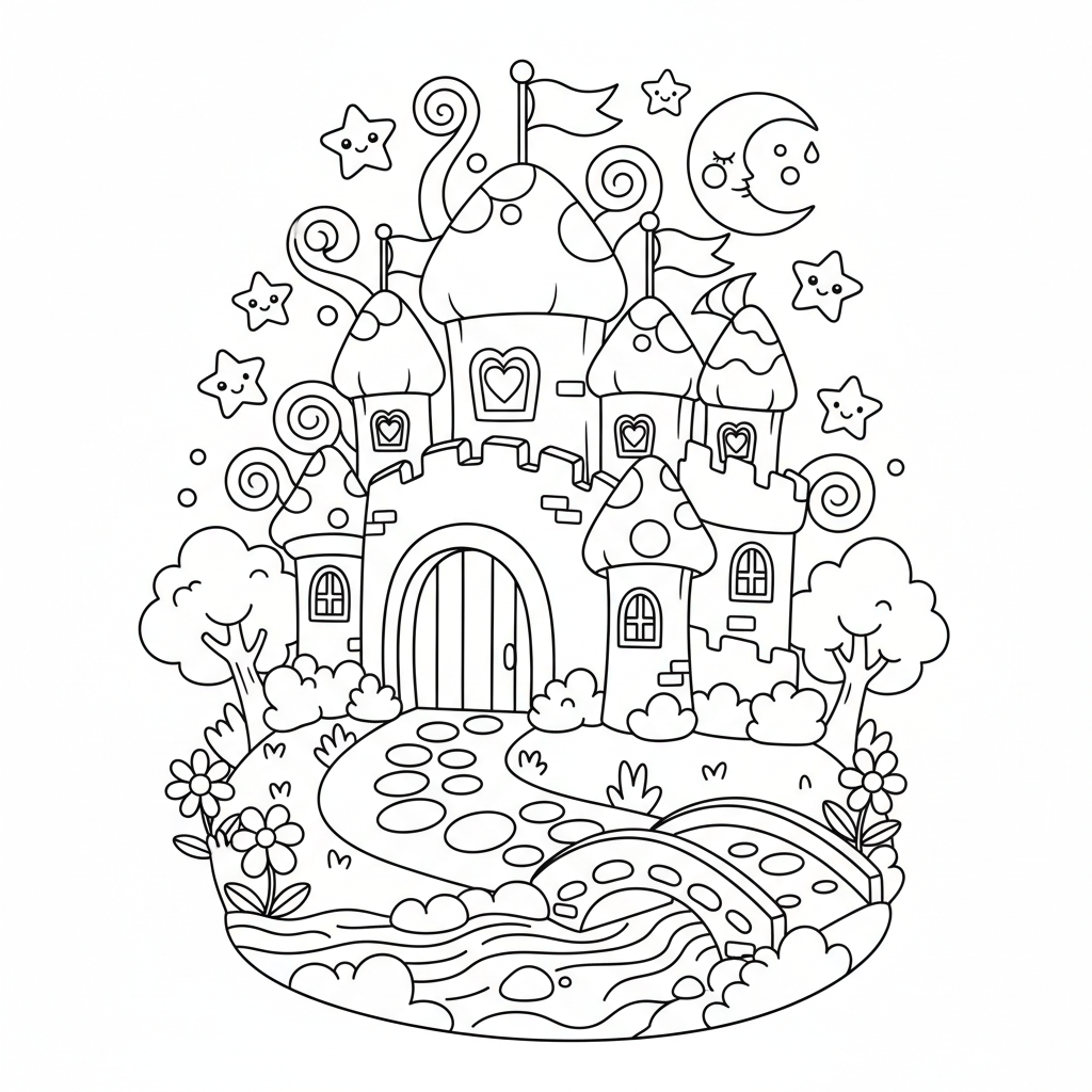 Castle coloring page for adults - Standard style