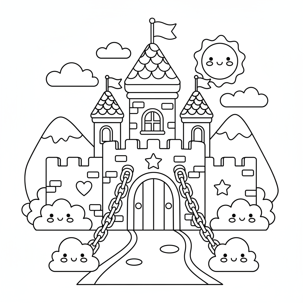 Castle coloring page for kindergarteners - Standard style