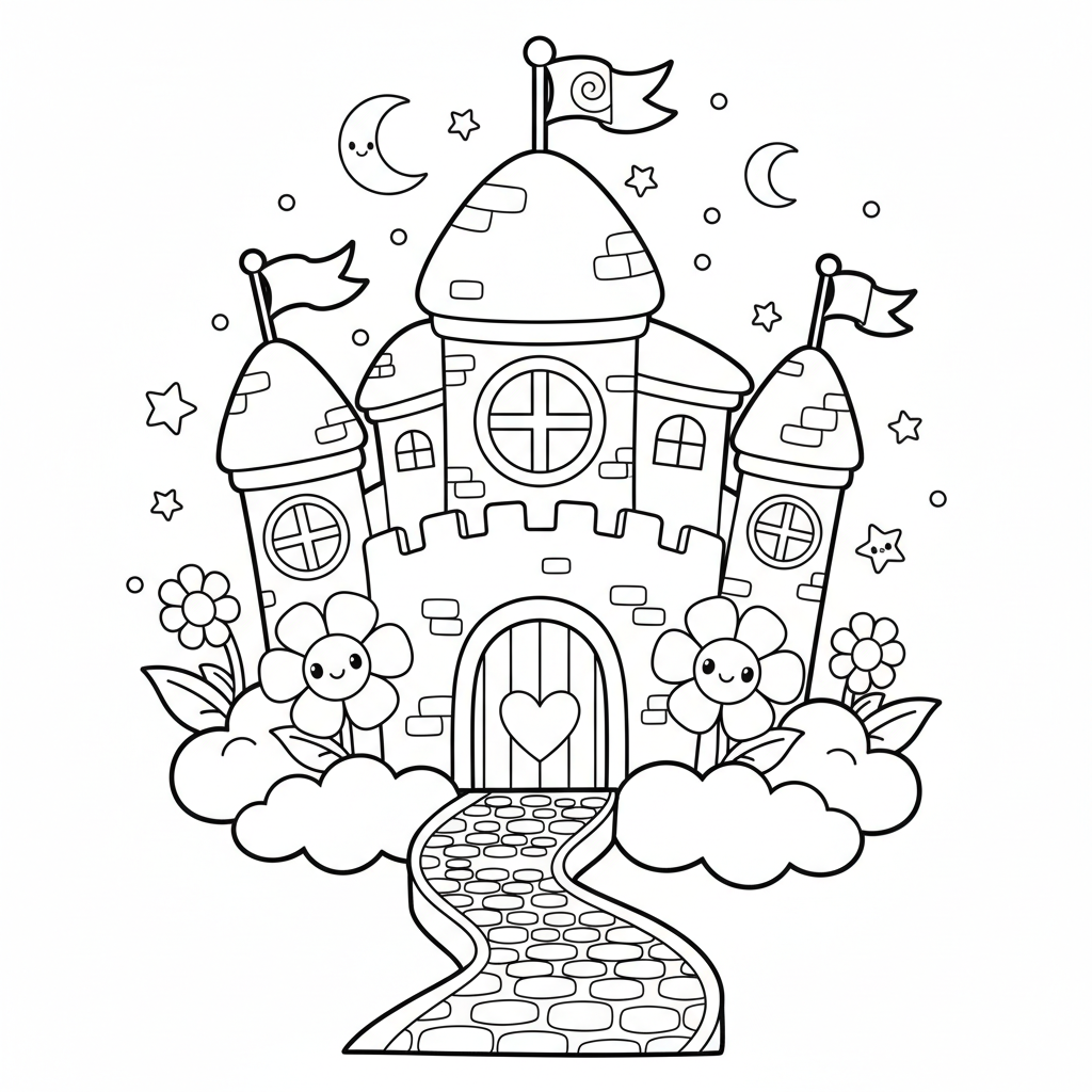 Castle coloring page for teens - Standard style