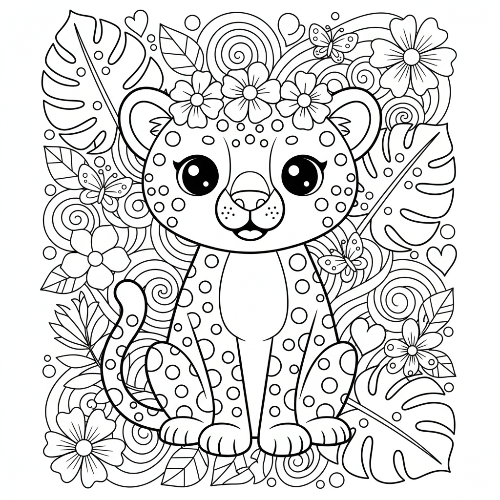 Cheetah coloring page for adults - Standard style
