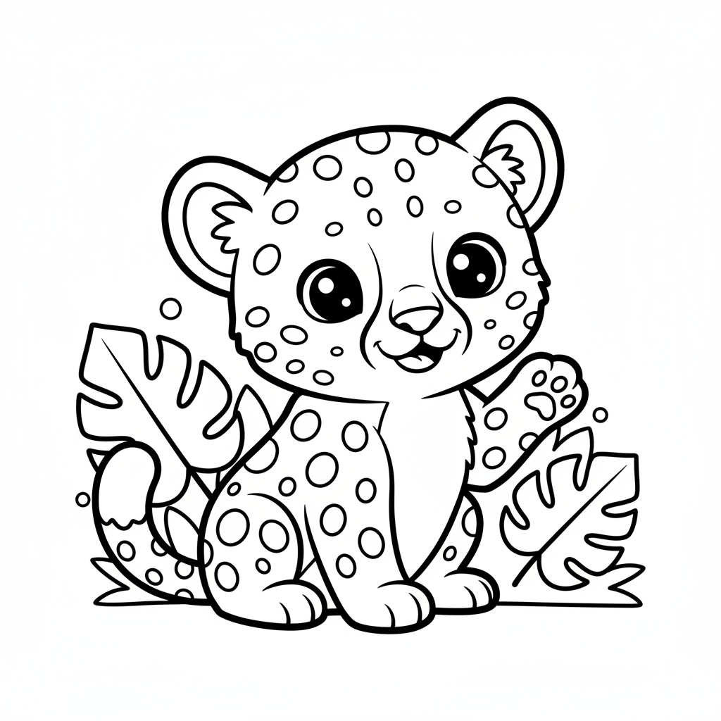 Cheetah coloring page for beginners - Standard style