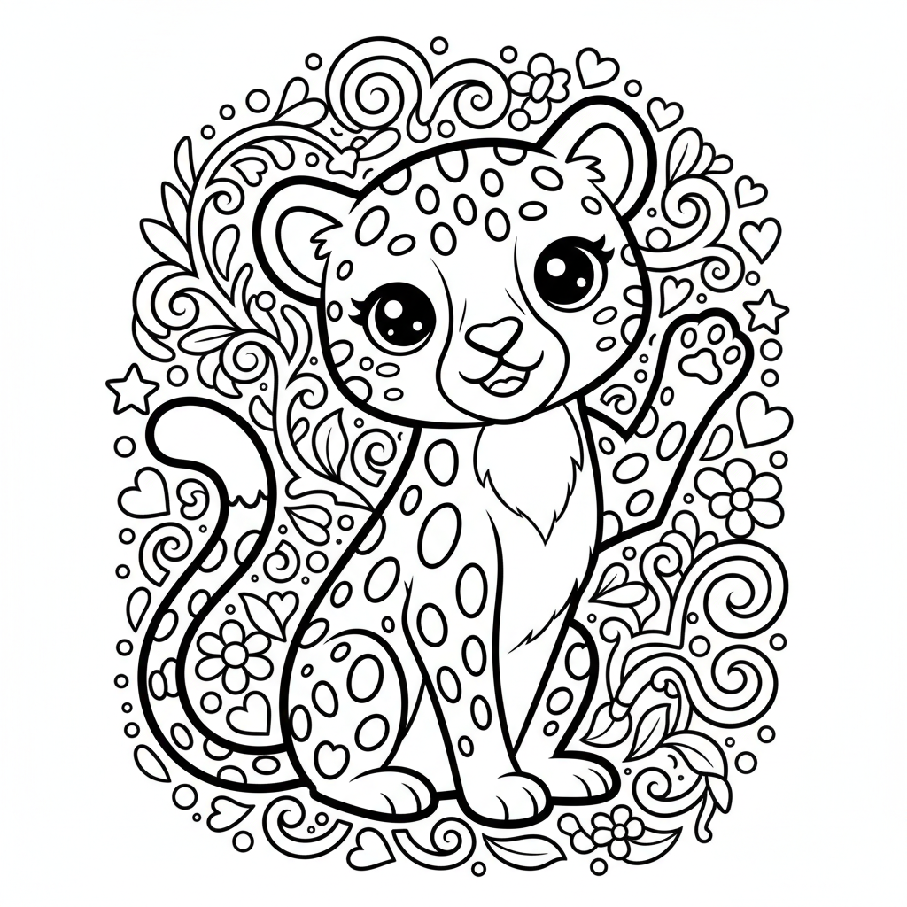 Cheetah coloring page for experts - Standard style