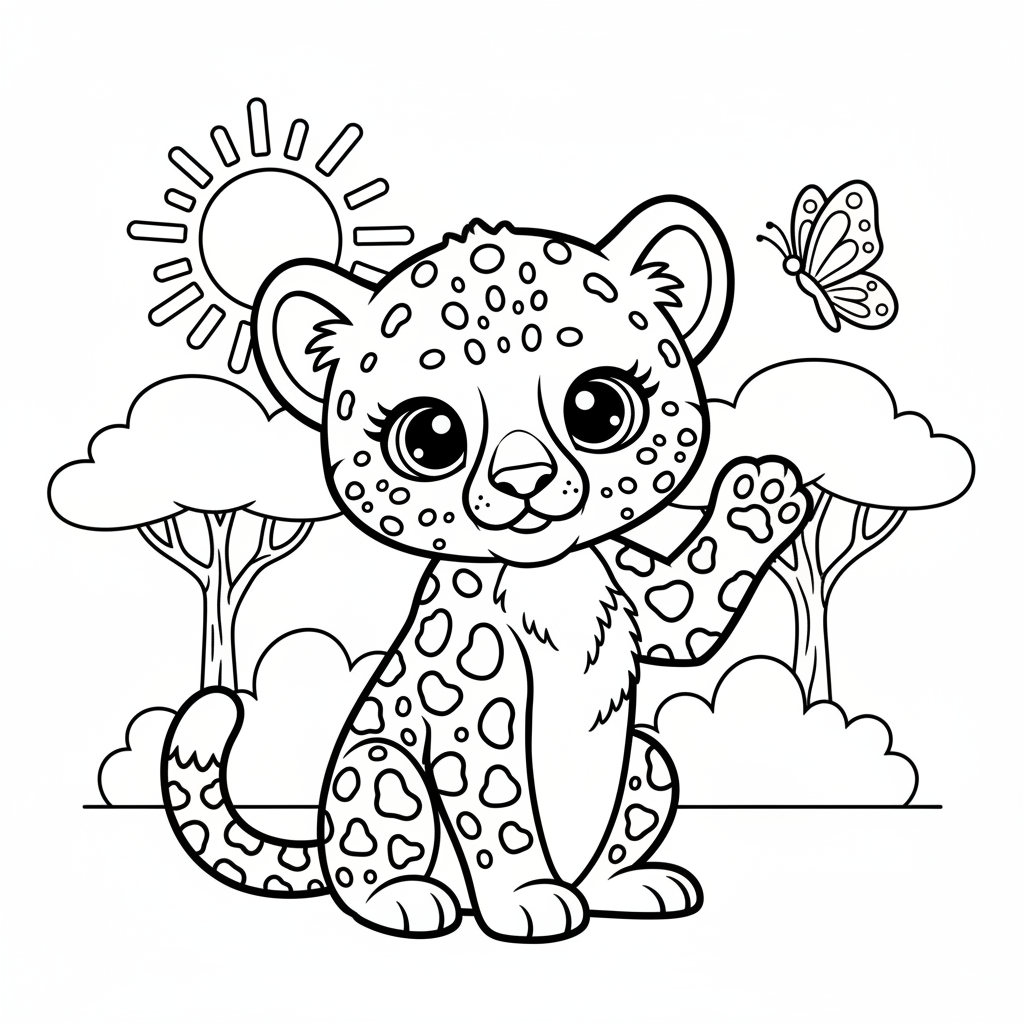 Cheetah coloring page for intermediates - Standard style
