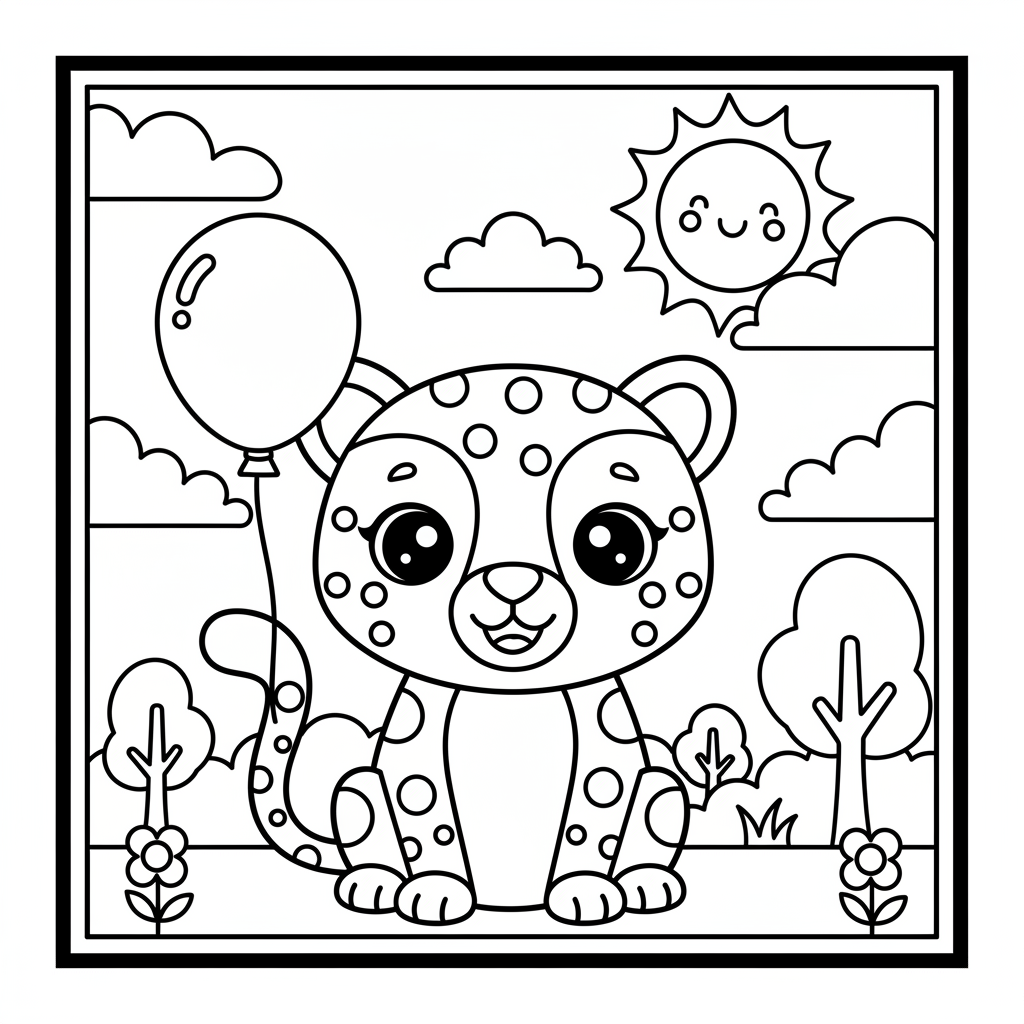 Cheetah coloring page for kids - Standard style