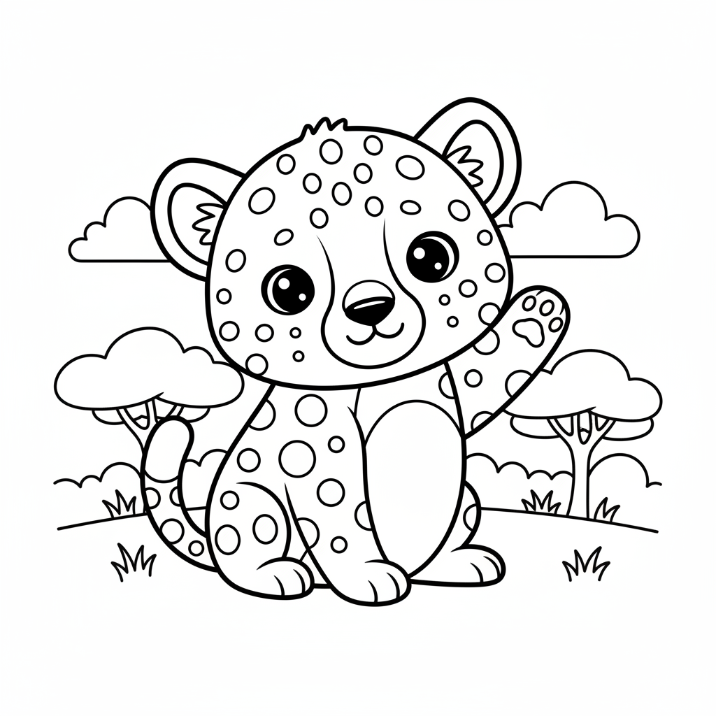 Cheetah coloring page for kindergarteners - Standard style