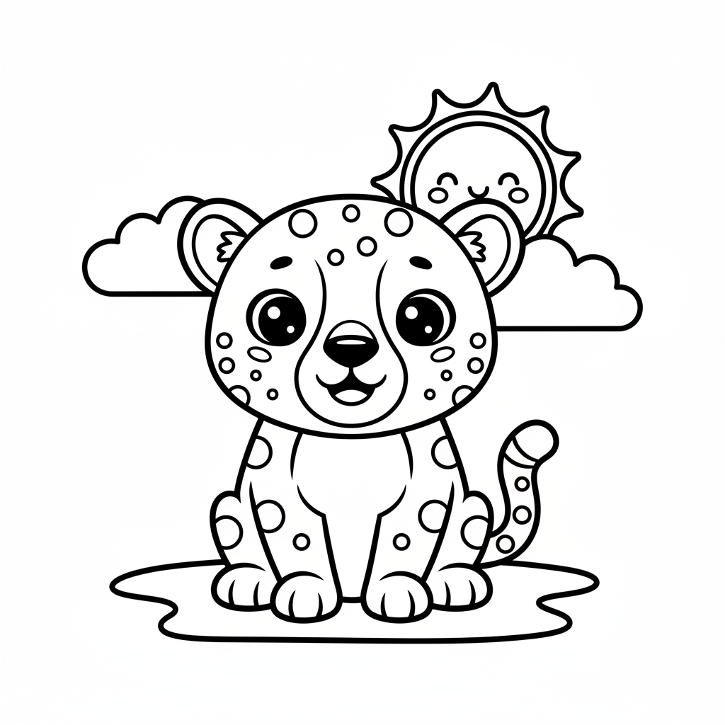 Cheetah coloring page for preschoolers - Standard style