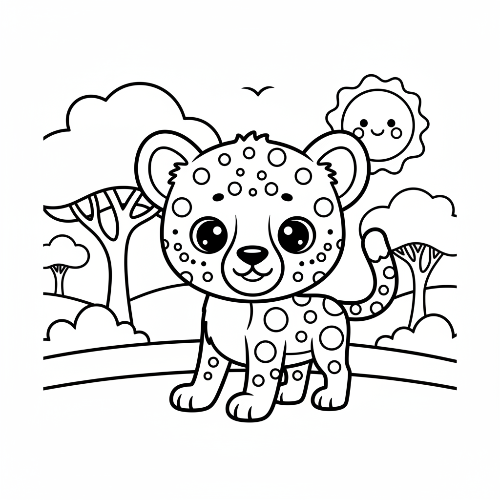 Cheetah coloring page for toddlers - Standard style