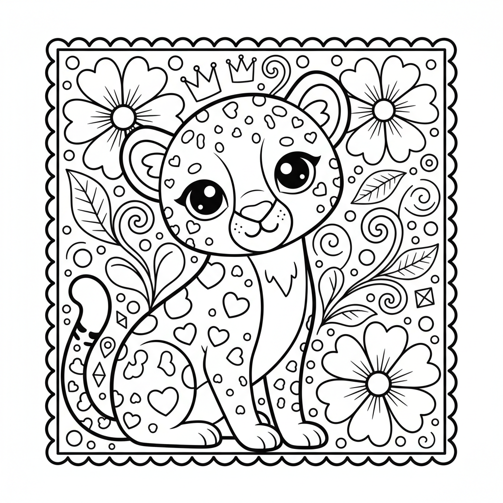 Cheetah coloring page for women - Standard style