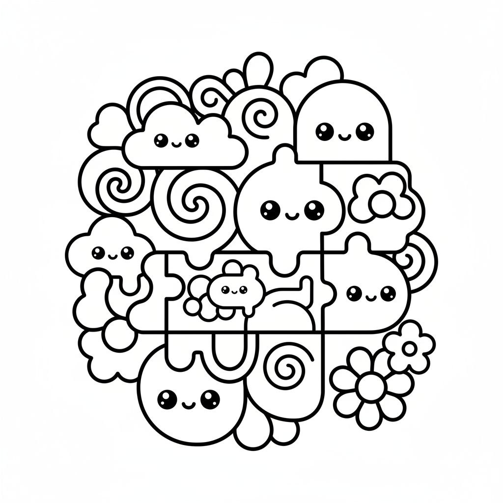 Abstract coloring page for everyone - Chibi style