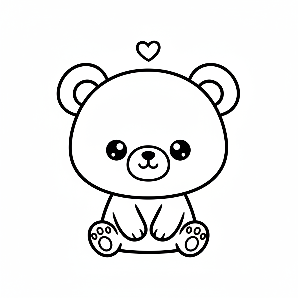Bear coloring page for everyone - Chibi style