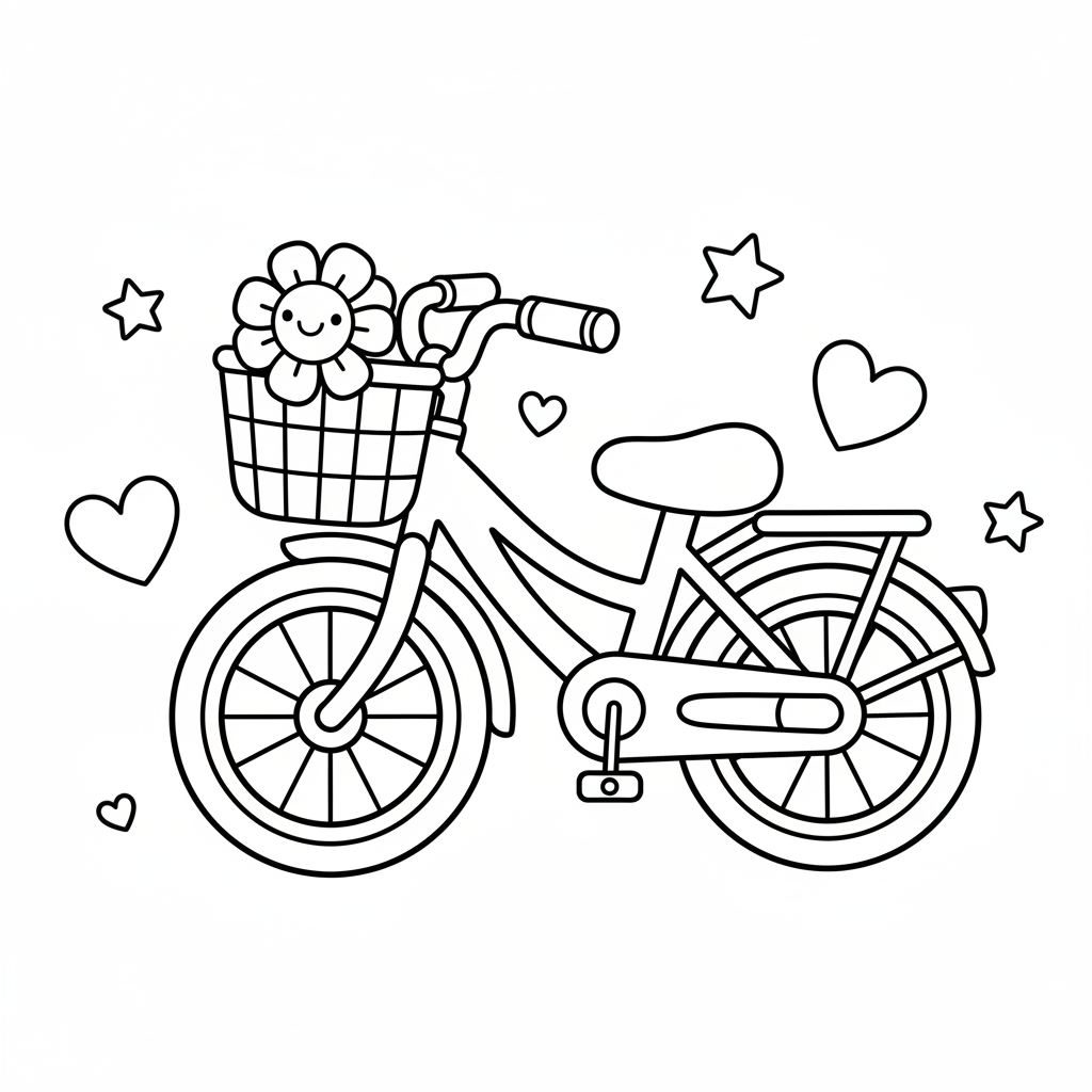 Bicycle coloring page for everyone - Chibi style