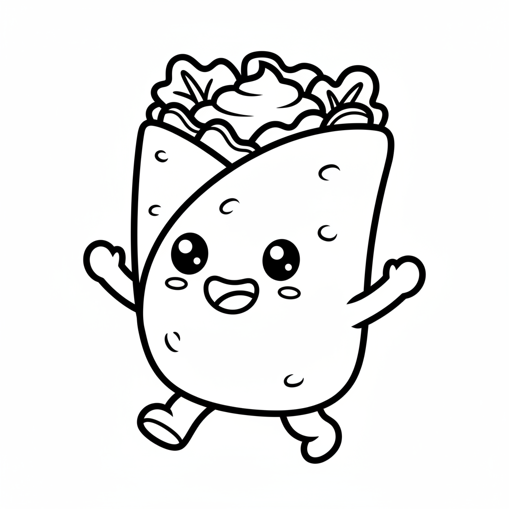 Burrito coloring page for everyone - Chibi style