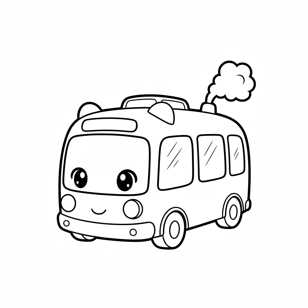Bus coloring page for everyone - Chibi style