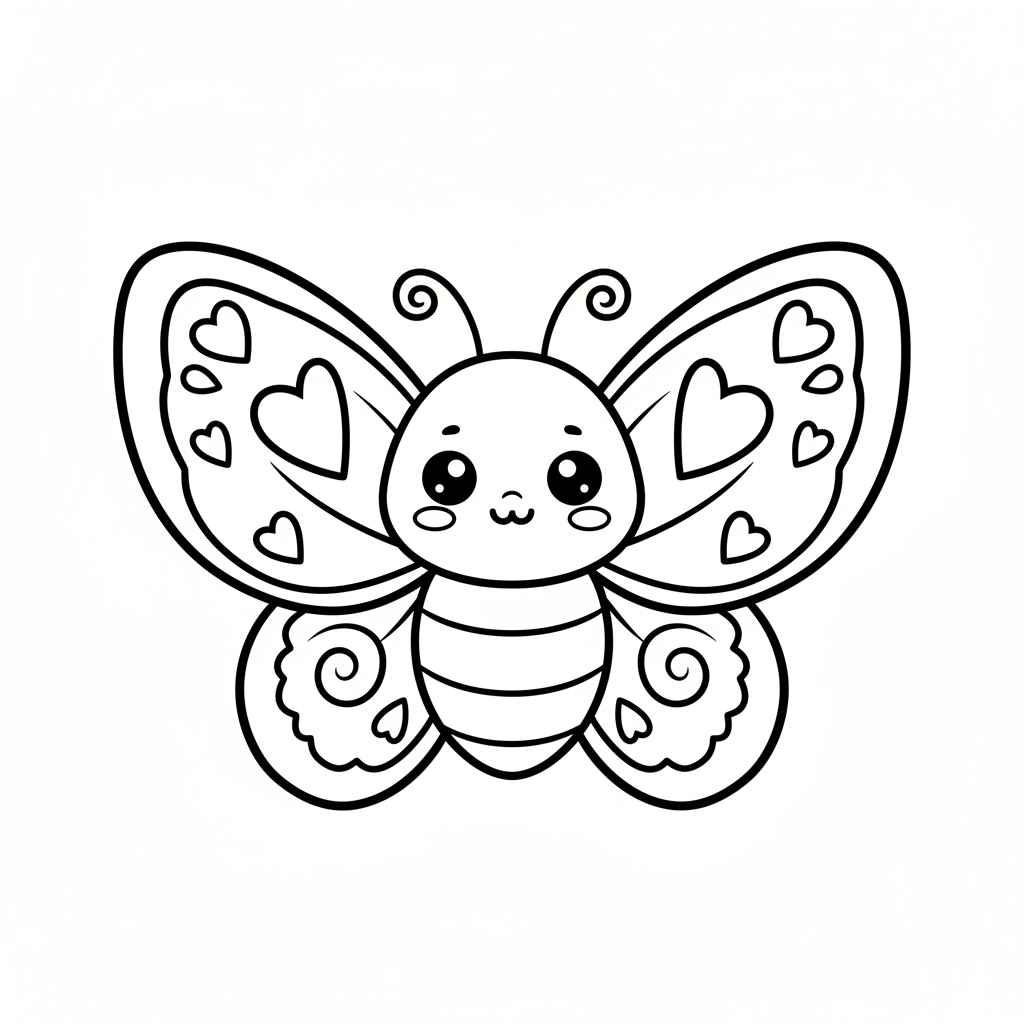 Butterfly coloring page for everyone - Chibi style