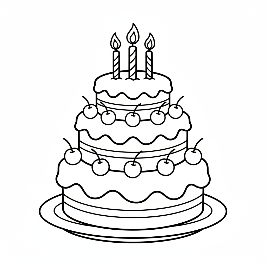 Cake coloring page for everyone - Chibi style