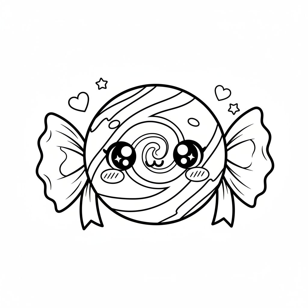 Candy coloring page for everyone - Chibi style