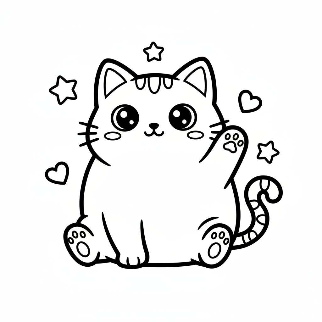 Cat coloring page for everyone - Chibi style