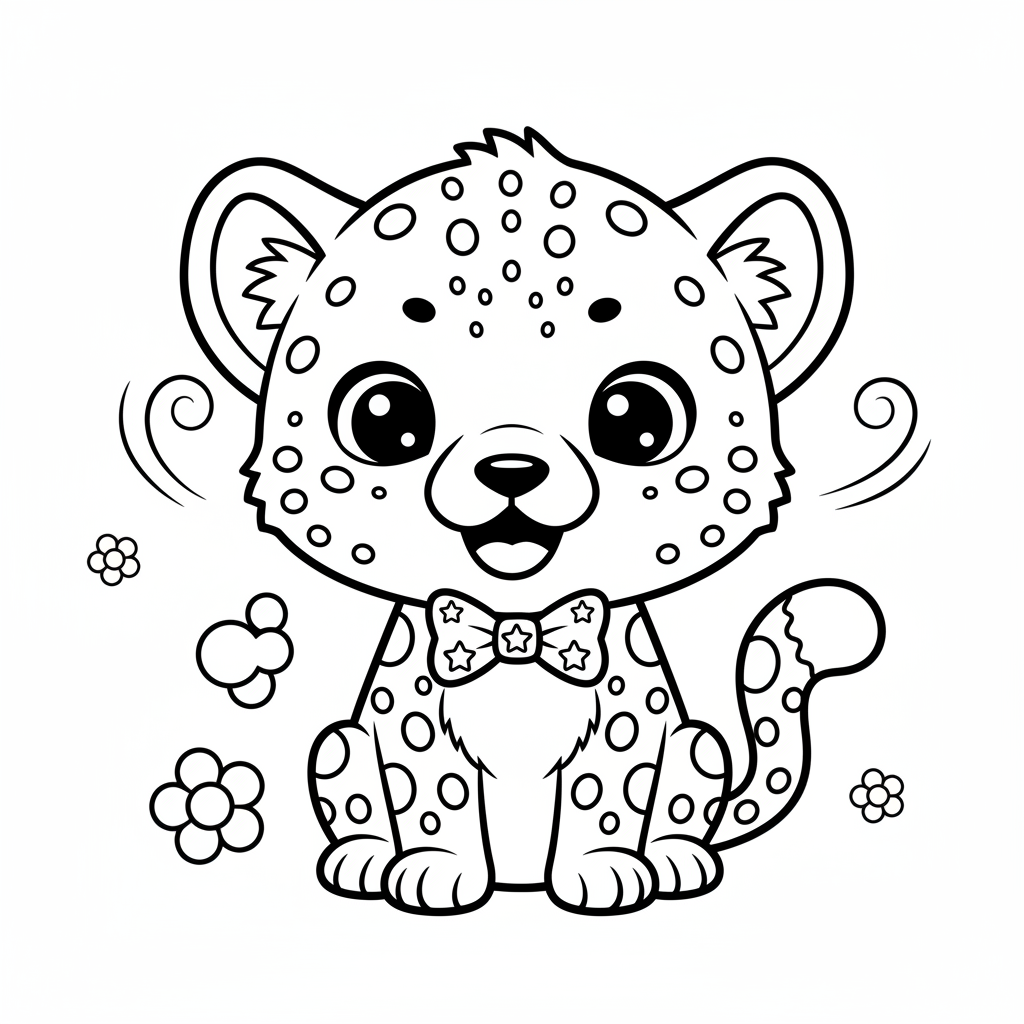 Cheetah coloring page for everyone - Chibi style