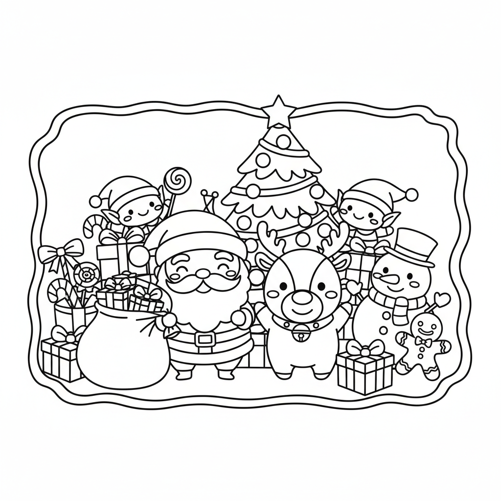Christmas coloring page for everyone - Chibi style
