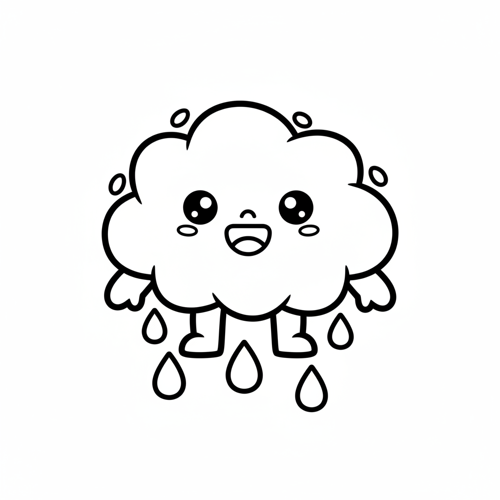 Cloud coloring page for everyone - Chibi style