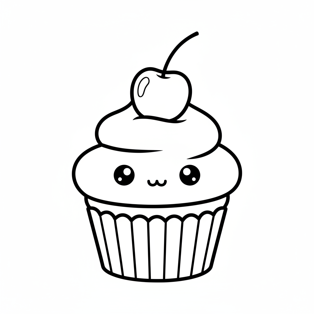 Cupcake coloring page for everyone - Chibi style