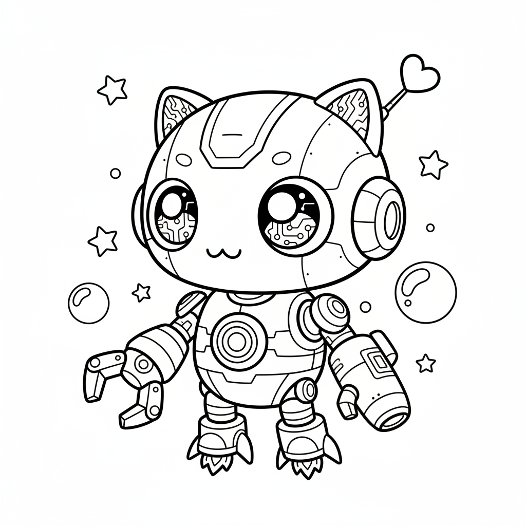 Cyborg coloring page for everyone - Chibi style