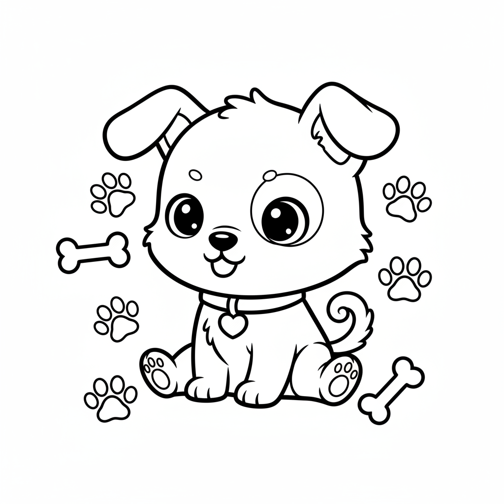 Dog coloring page for everyone - Chibi style