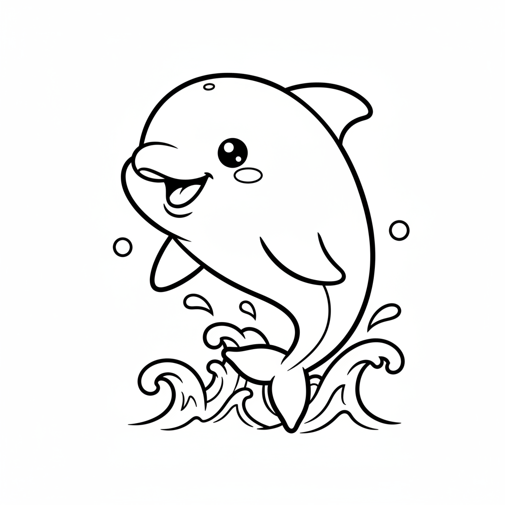Dolphin coloring page for everyone - Chibi style