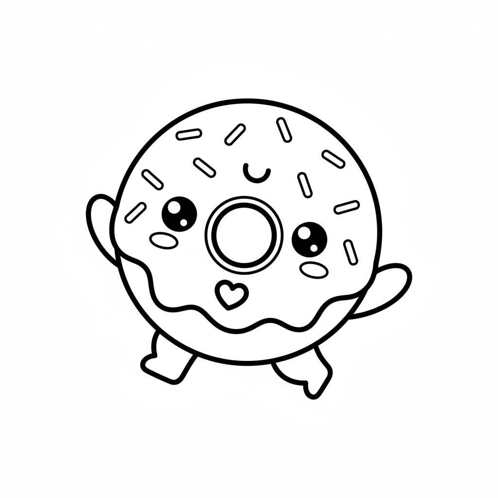 Donut coloring page for everyone - Chibi style