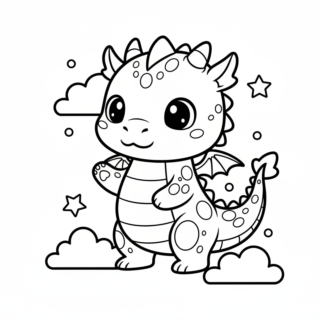 Dragon coloring page for everyone - Chibi style