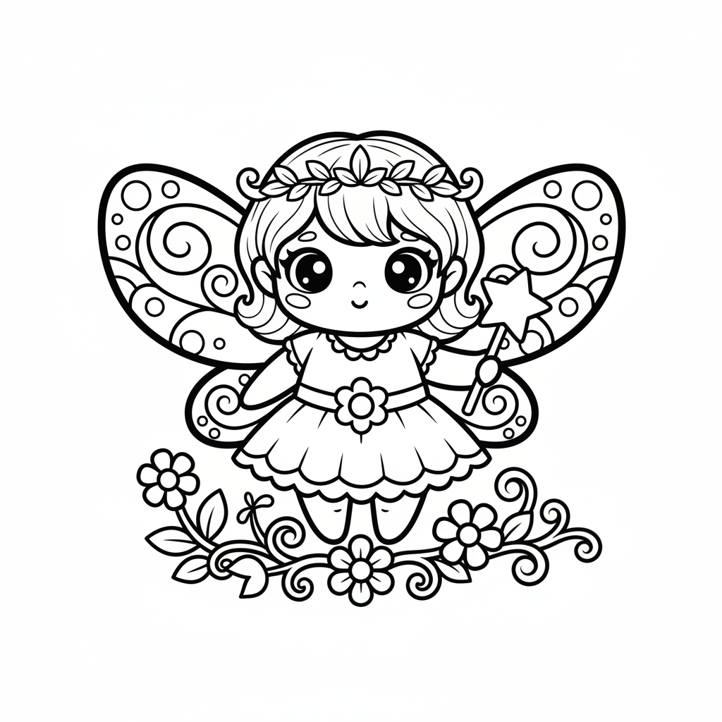 Fairy coloring page for everyone - Chibi style