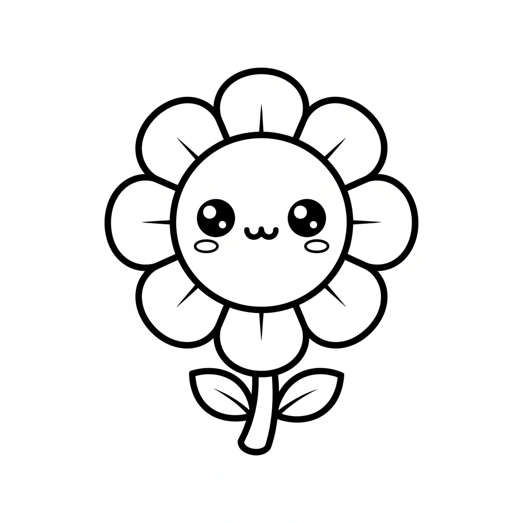 Flower coloring page for everyone - Chibi style