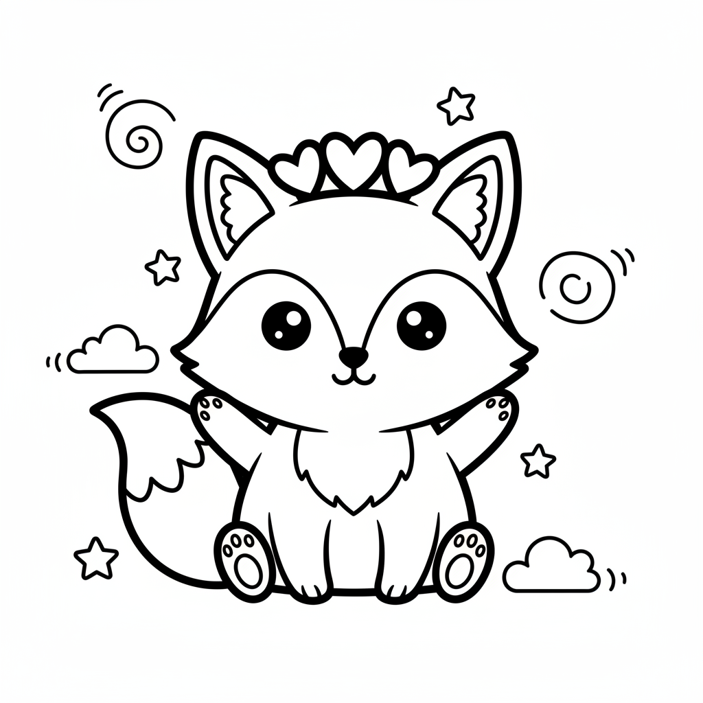 Fox coloring page for everyone - Chibi style