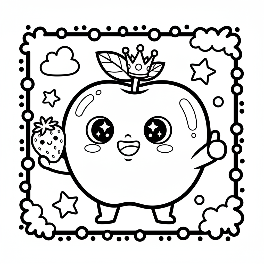 Fruit coloring page for everyone - Chibi style