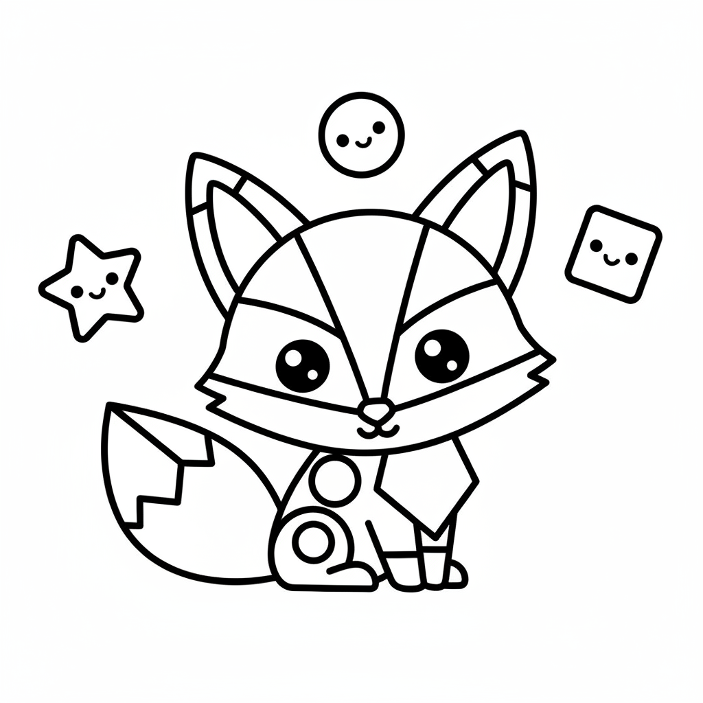 Geometric coloring page for everyone - Chibi style