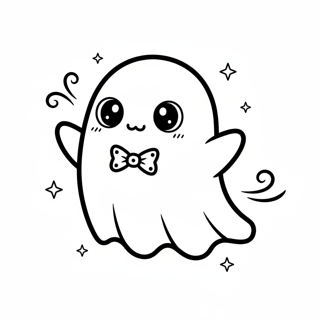Ghost coloring page for everyone - Chibi style
