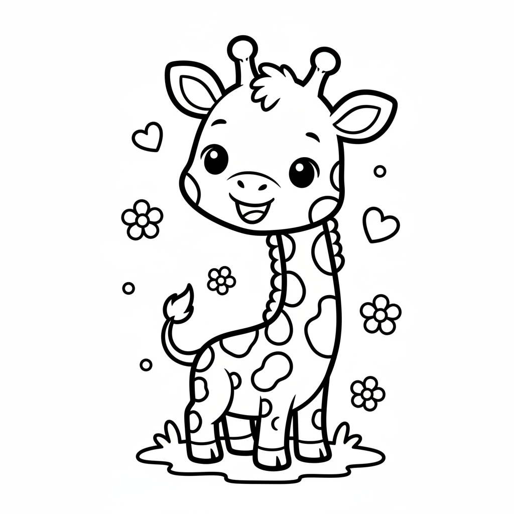 Giraffe coloring page for everyone - Chibi style