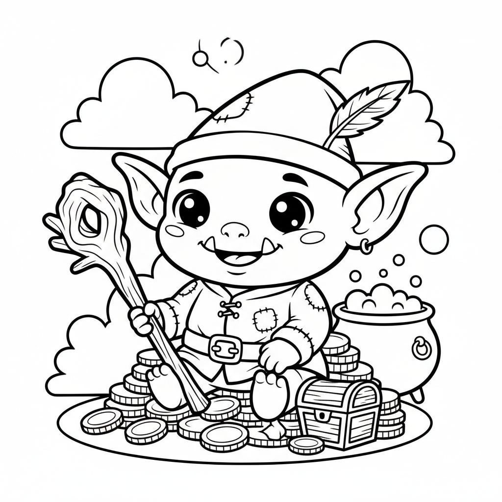 Goblin coloring page for everyone - Chibi style
