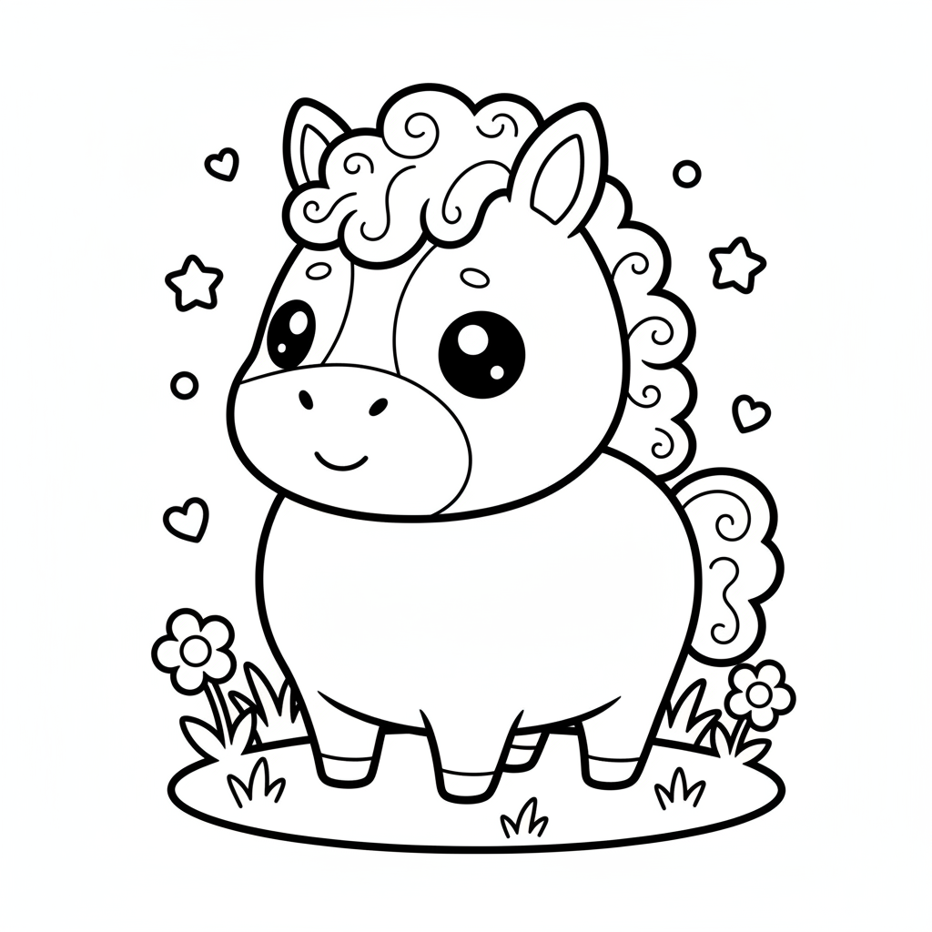 Horse coloring page for everyone - Chibi style