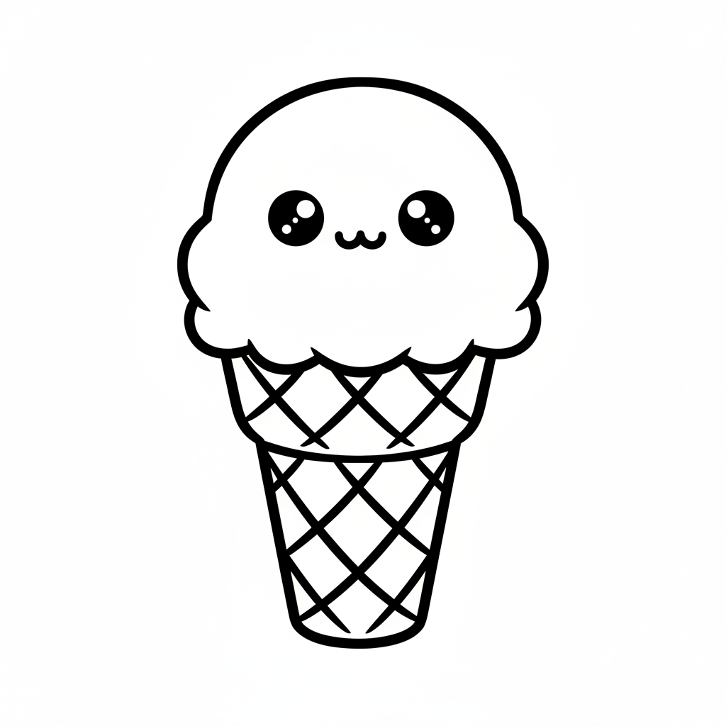 Ice Cream coloring page for everyone - Chibi style