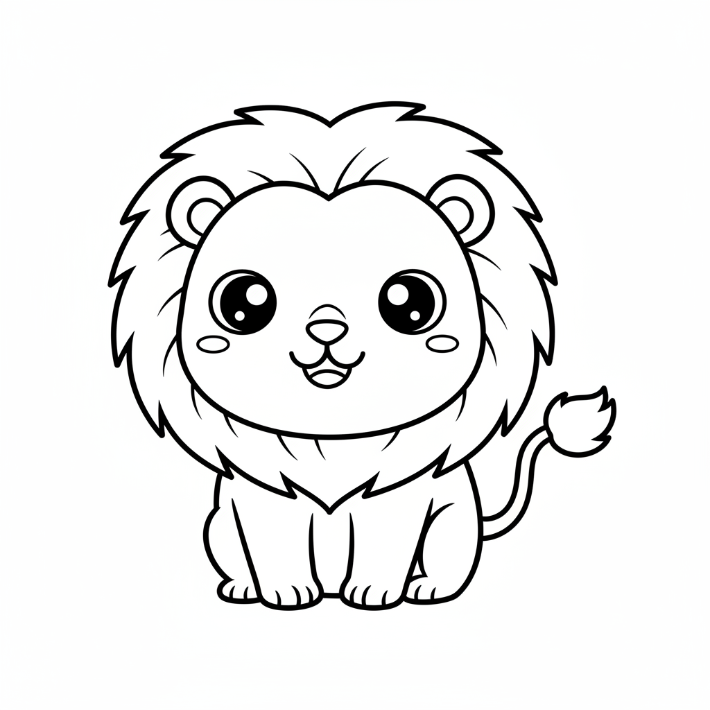 Lion coloring page for everyone - Chibi style