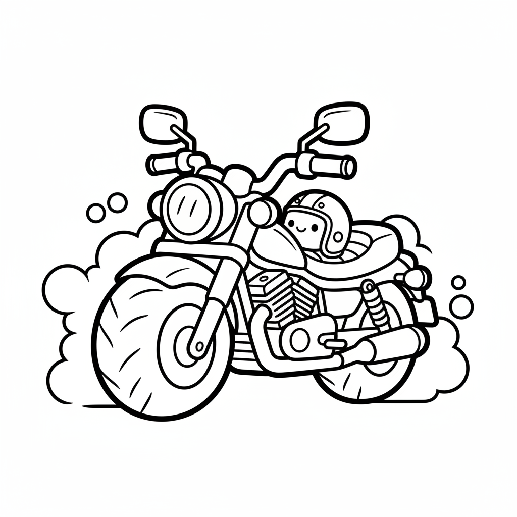 Motorcycle coloring page for everyone - Chibi style