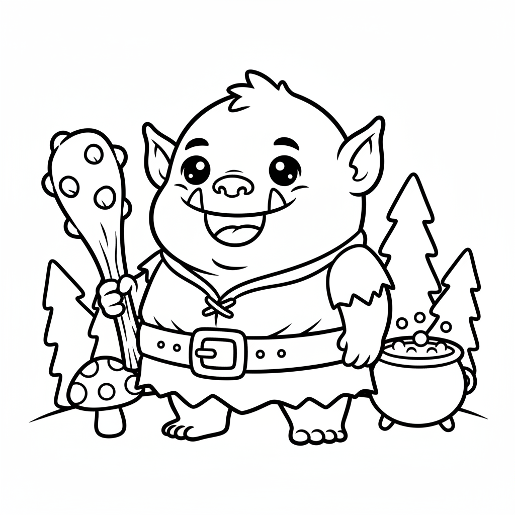 Ogre coloring page for everyone - Chibi style