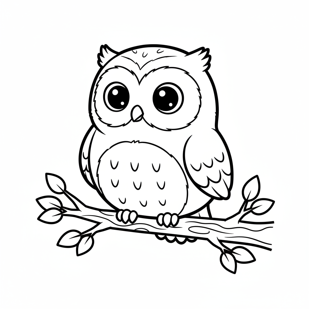 Owl coloring page for everyone - Chibi style