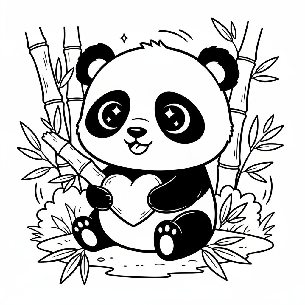 Panda coloring page for everyone - Chibi style