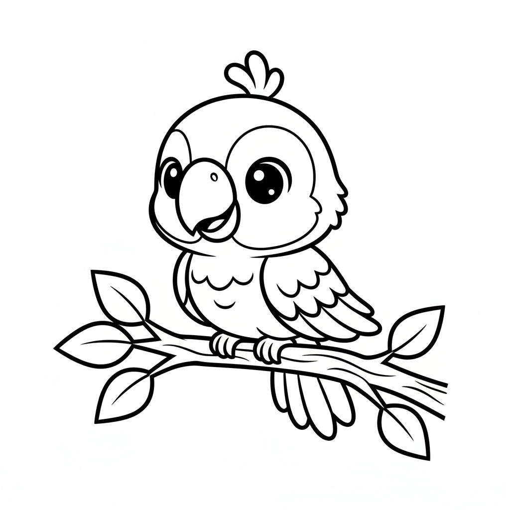 Parrot coloring page for everyone - Chibi style