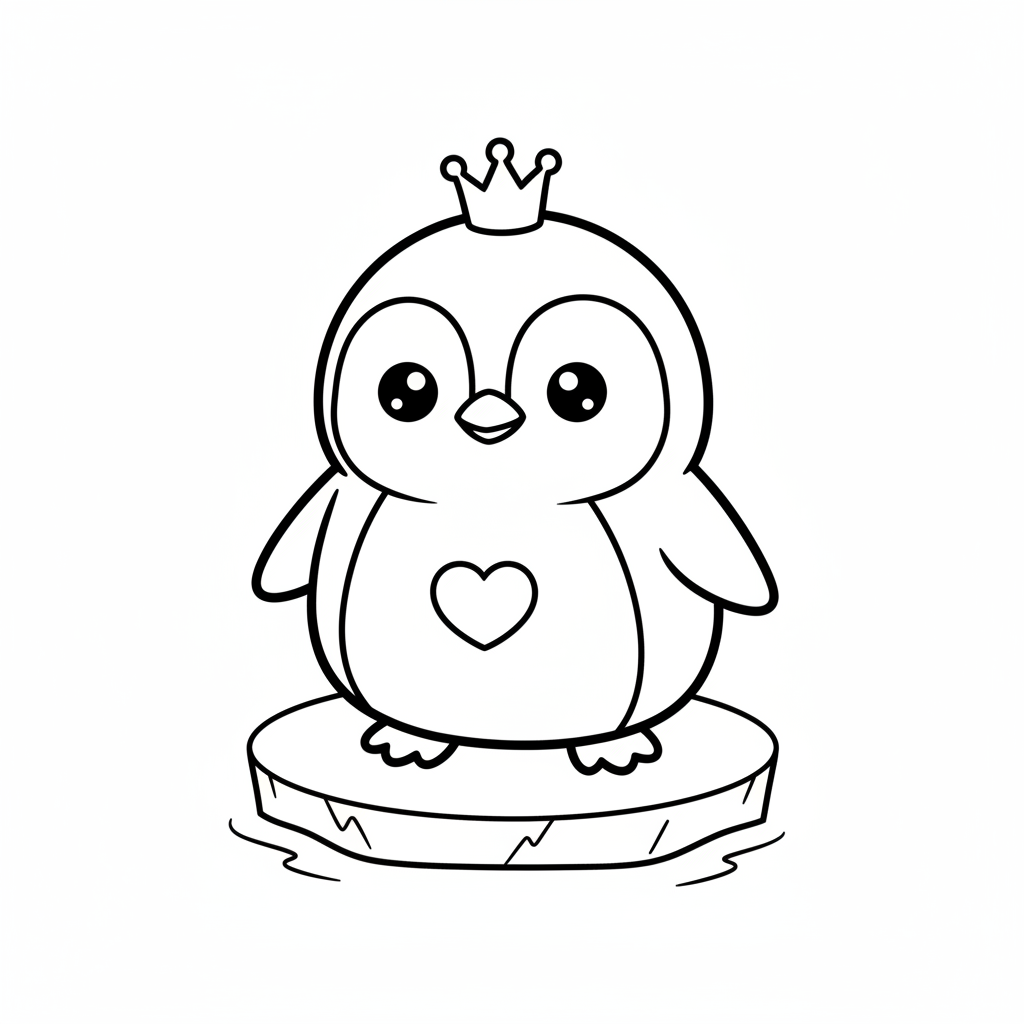 Penguin coloring page for everyone - Chibi style